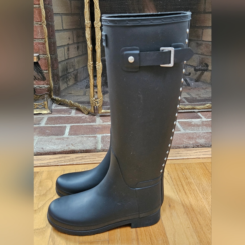Hunter Black Studded Tall Rain Boots - Picture 3 of 6